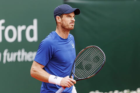 Andy Murray reacts during Geneva Open